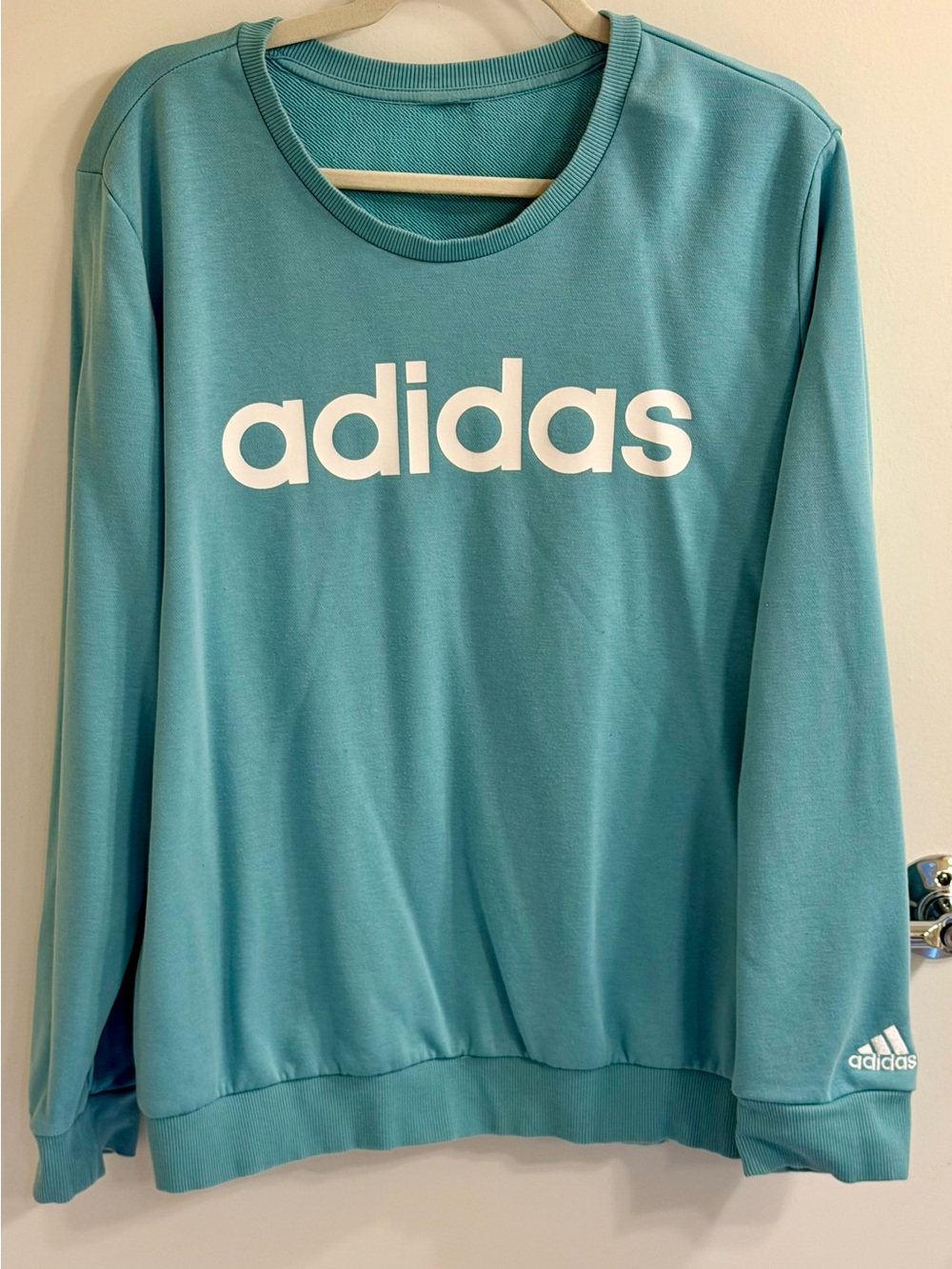 adidas Teal Blue Logo Crewneck Sweatshirt
